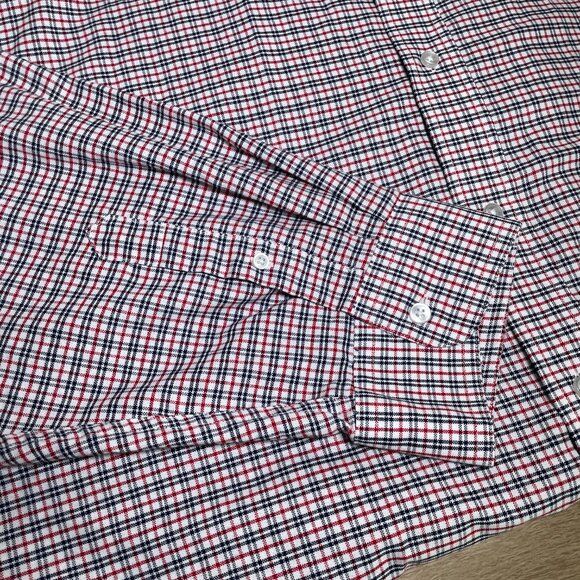 Men's 22 35/6 Tall KS Signature Red & Blue Plaid Long Sleeve Button Down Shirt - Picture 4 of 12